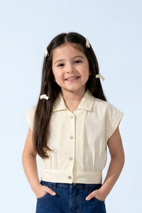Sleeveless Light Yellow Collared Top TG6136