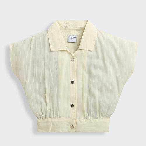 Sleeveless Light Yellow Collared Top TG6136