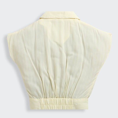 Sleeveless Light Yellow Collared Top TG6136