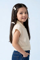 Sleeveless Light Yellow Collared Top TG6136