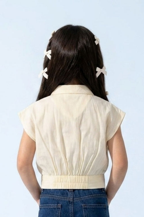 Sleeveless Light Yellow Collared Top TG6136