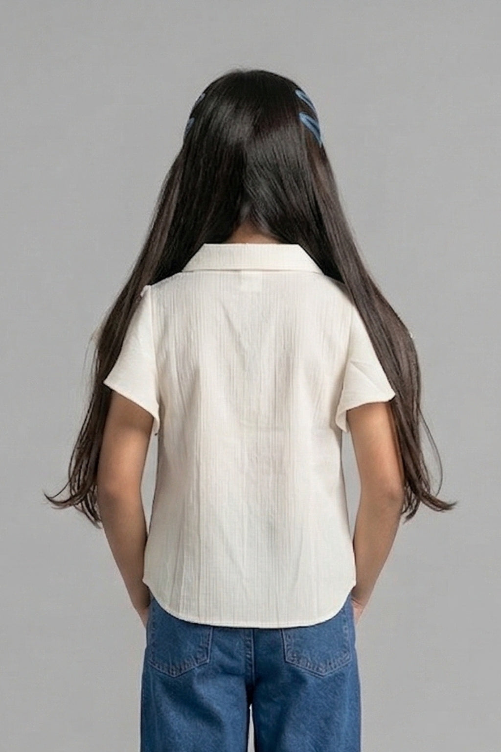Ivory Flutter Sleeve Pleated Top TG6142