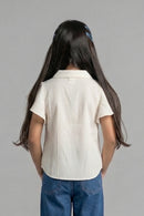 Ivory Flutter Sleeve Pleated Top TG6142