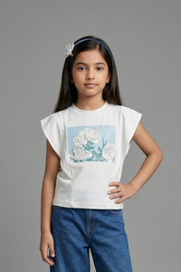 Ivory Bloom Graphic Top TG6152