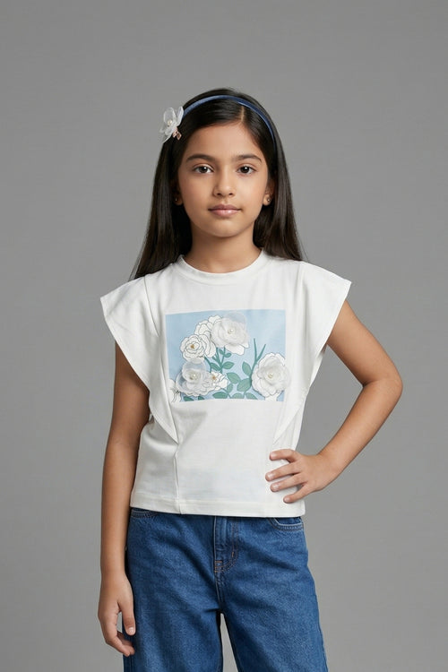 Ivory Bloom Graphic Top TG6152