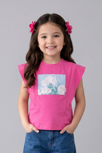 Hot Pink Floral Statement Top TG6152