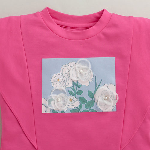 Hot Pink Floral Statement Top TG6152