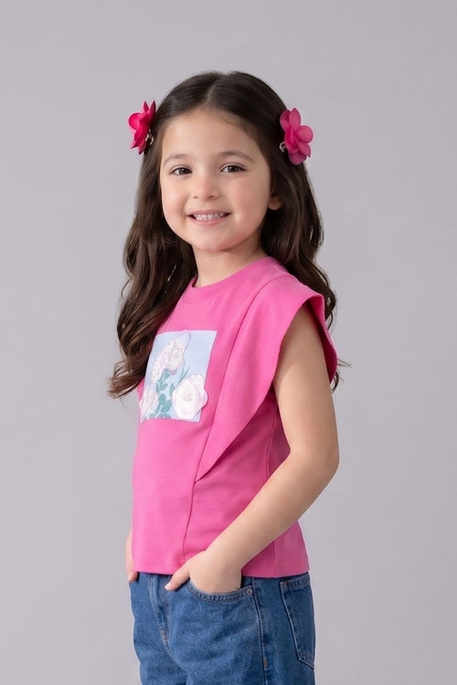 Hot Pink Floral Statement Top TG6152