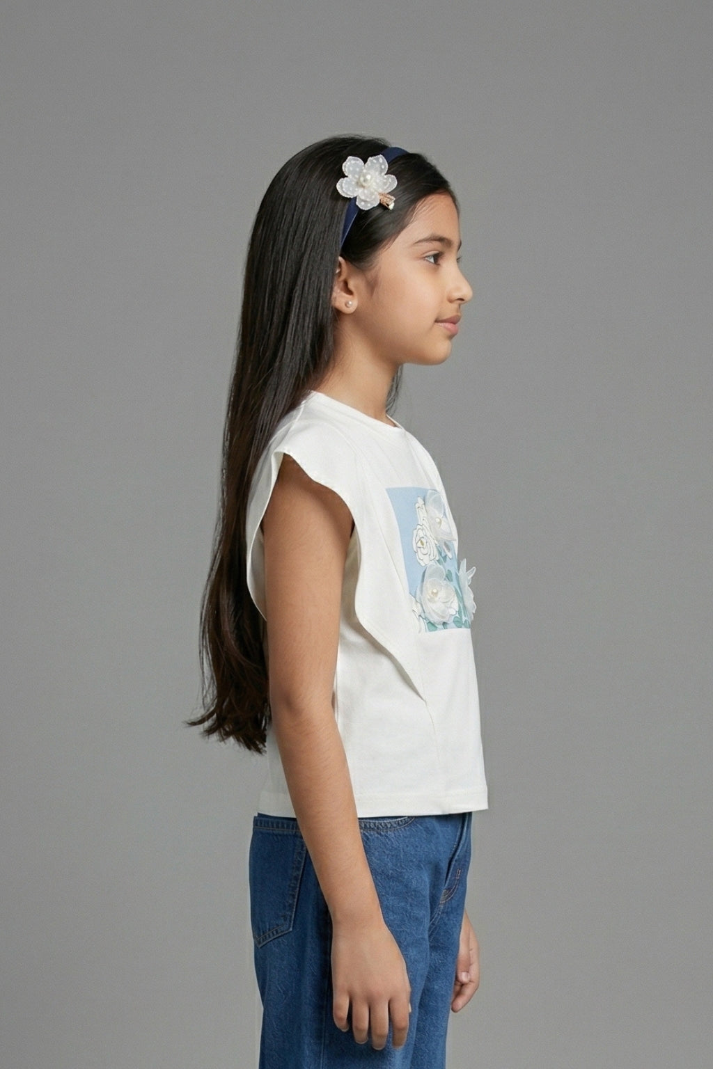 Ivory Bloom Graphic Top TG6152