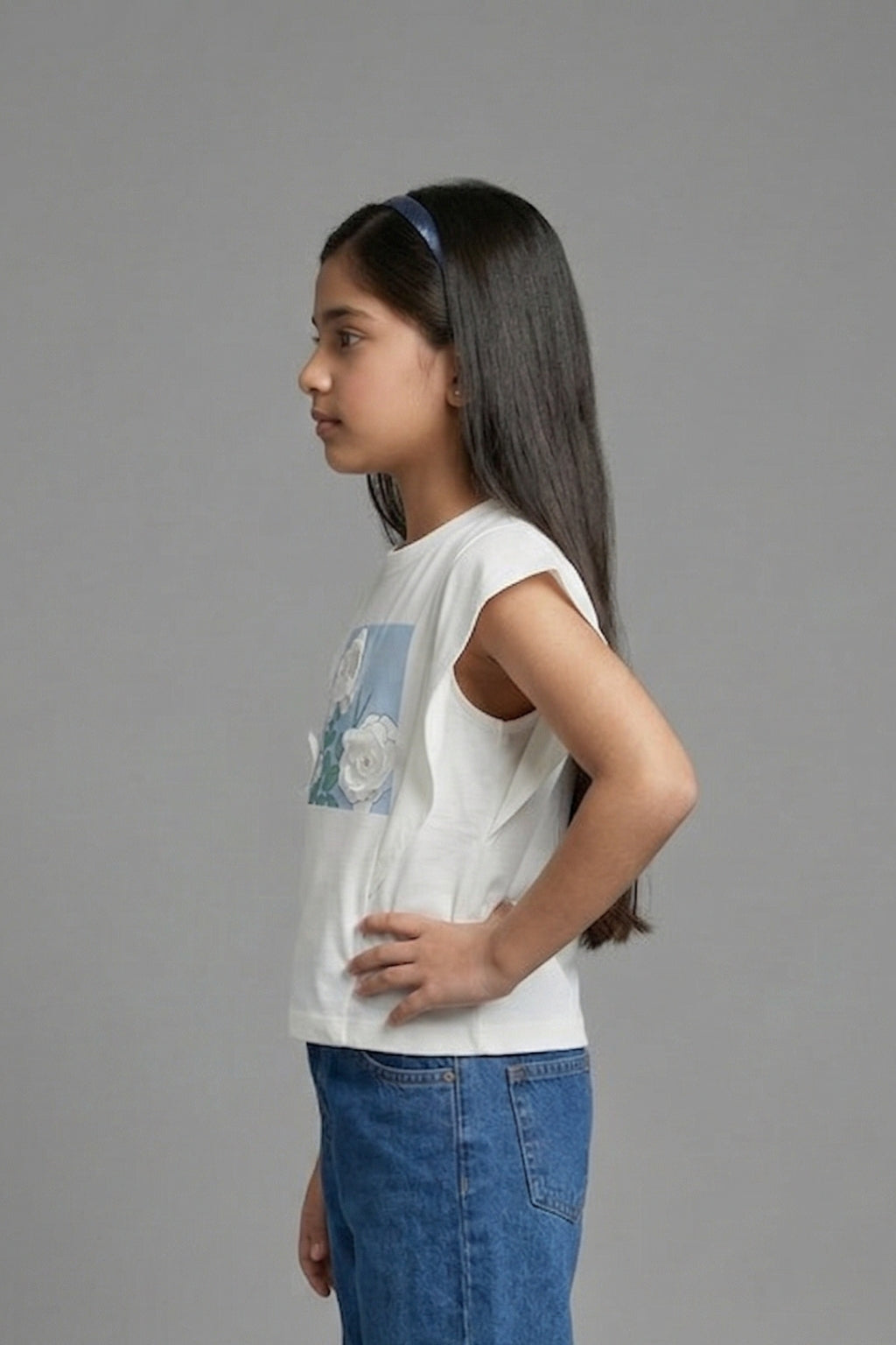 Ivory Bloom Graphic Top TG6152