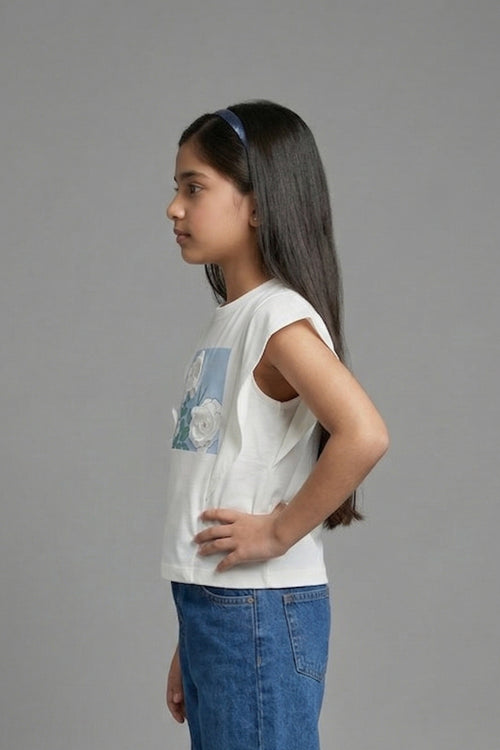 Ivory Bloom Graphic Top TG6152