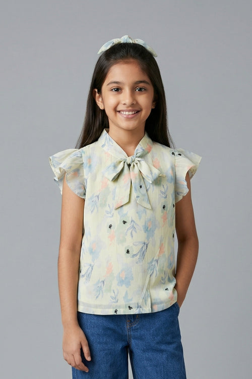 Pastel Bloom Tie-Up Top TG6156