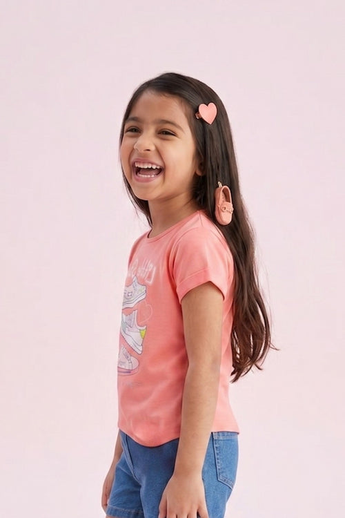 Peach “Little Step” Printed T-Shirt TG6158