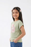 Pista Green Floral Print Top TG6168