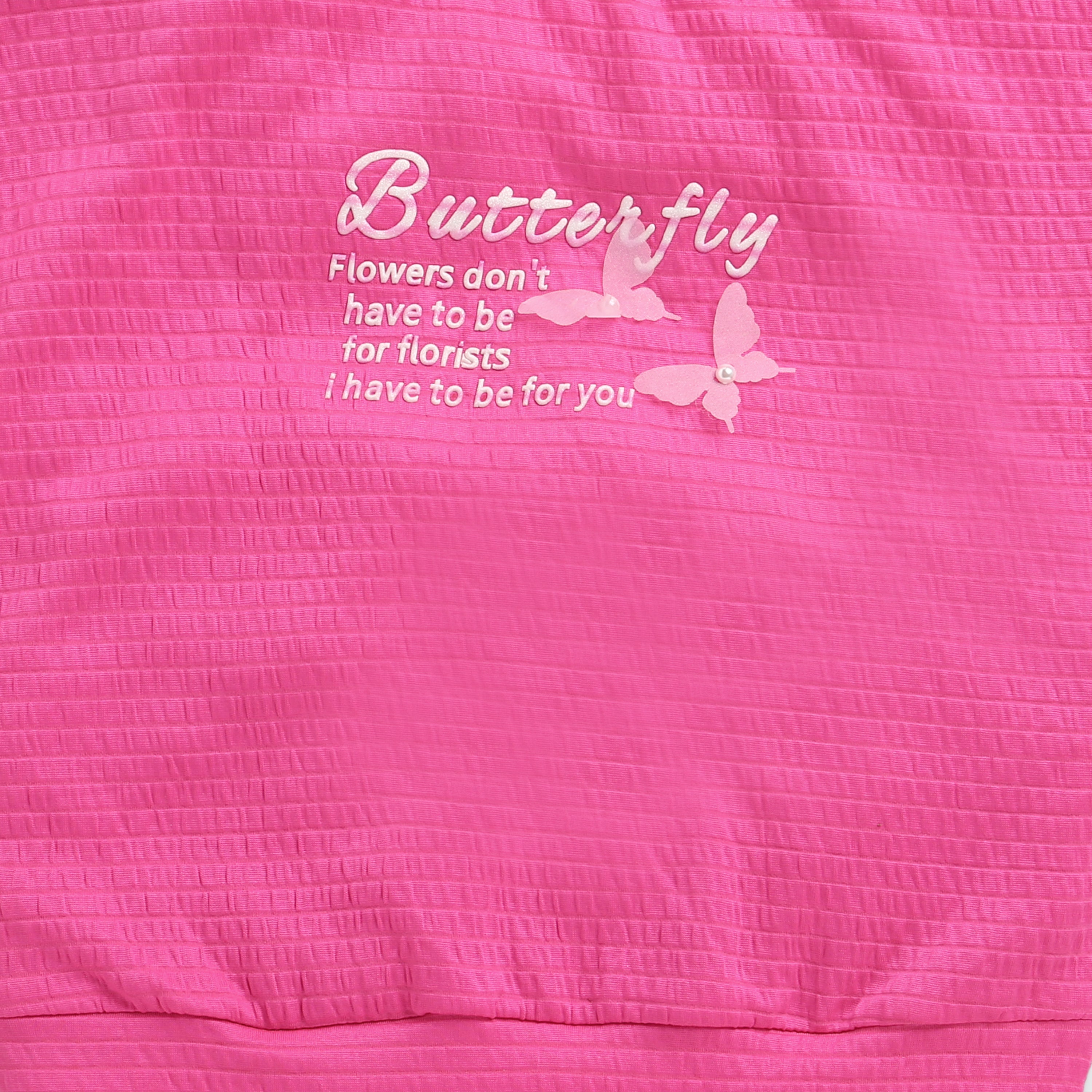 Hot Pink Butterfly Textured Top TG6171
