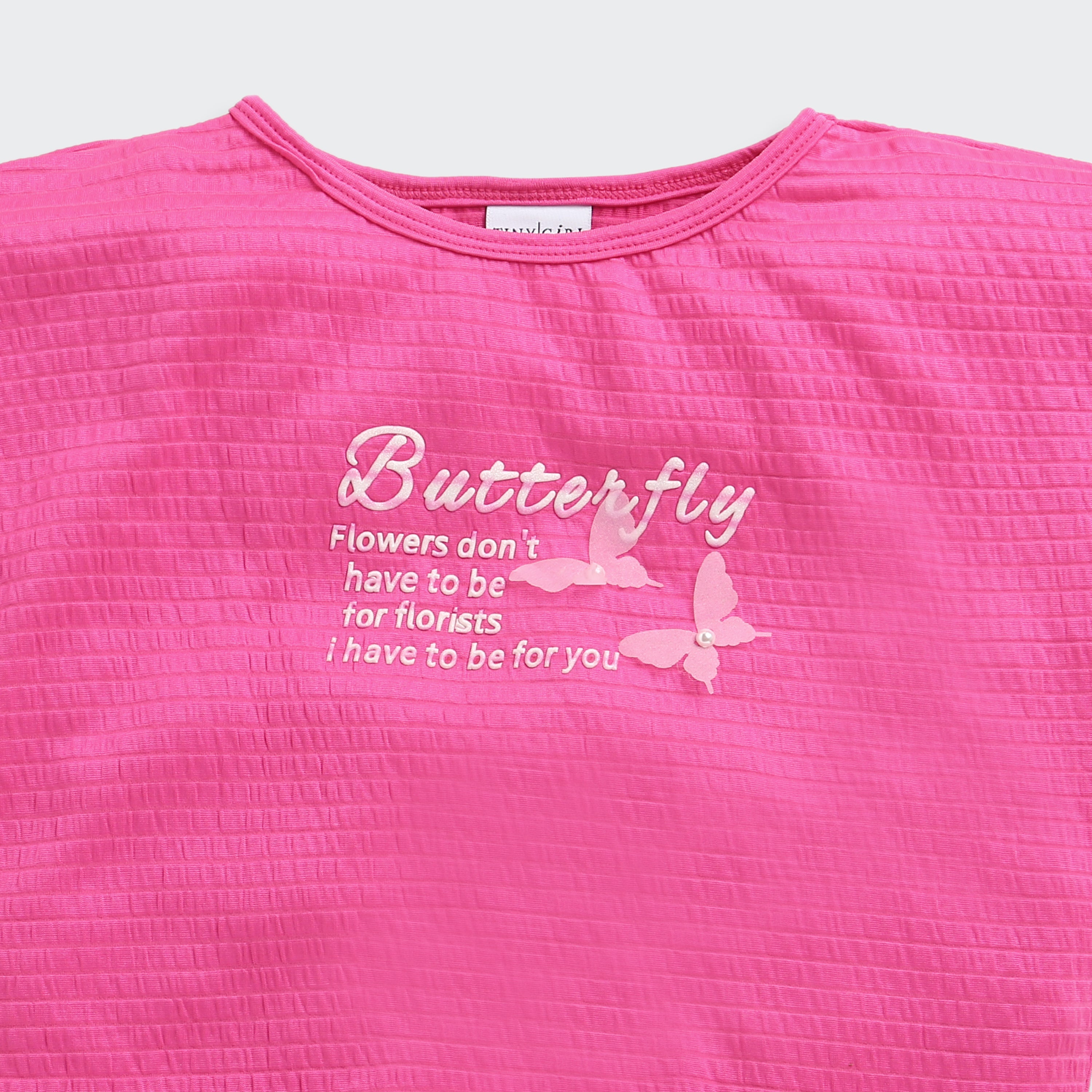 Hot Pink Butterfly Textured Top TG6171