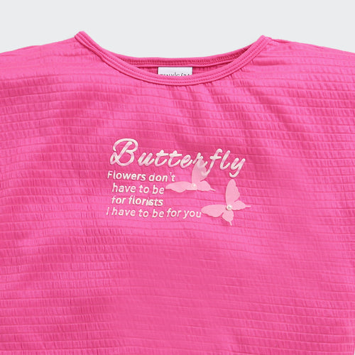 Hot Pink Butterfly Textured Top TG6171