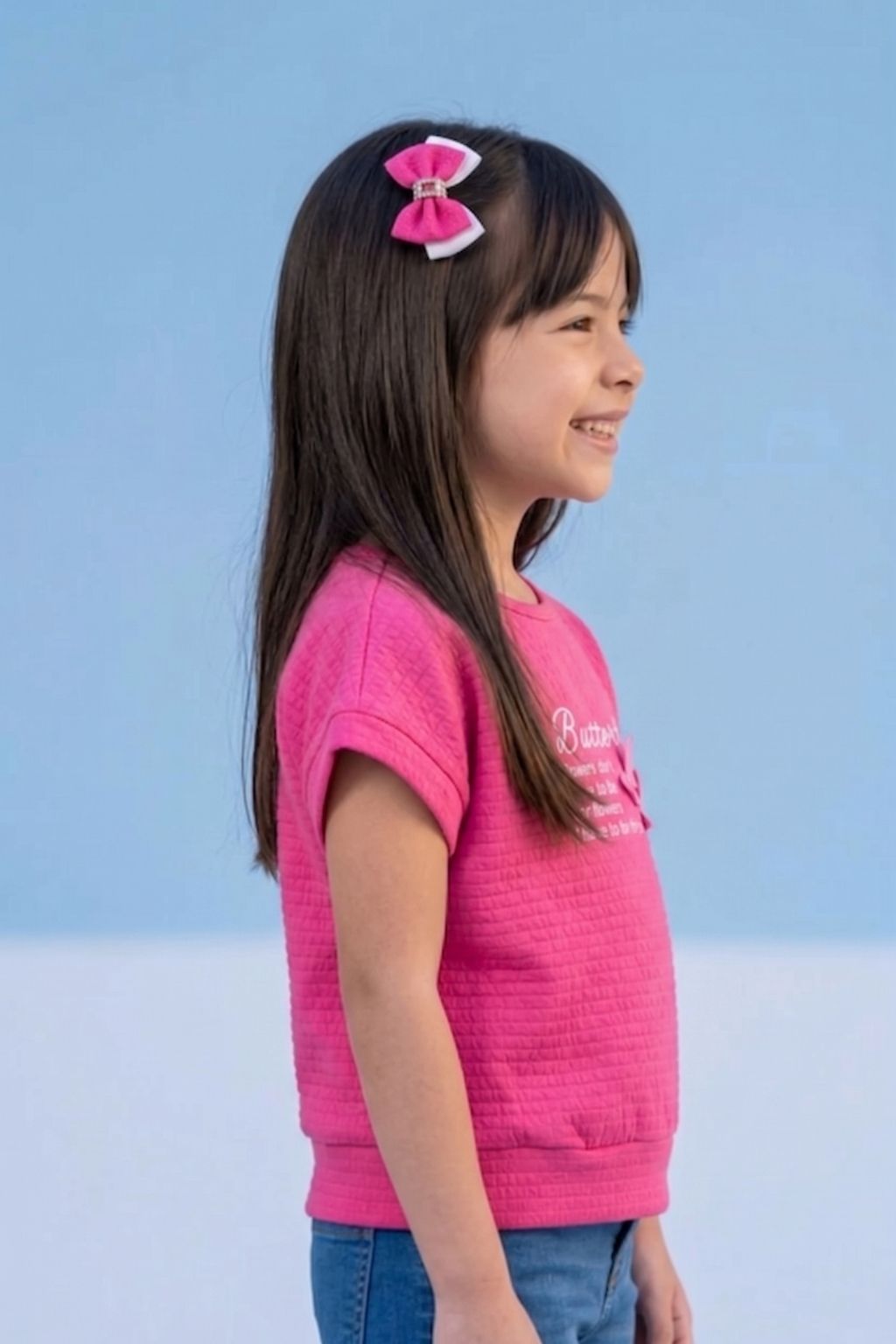 Hot Pink Butterfly Textured Top TG6171