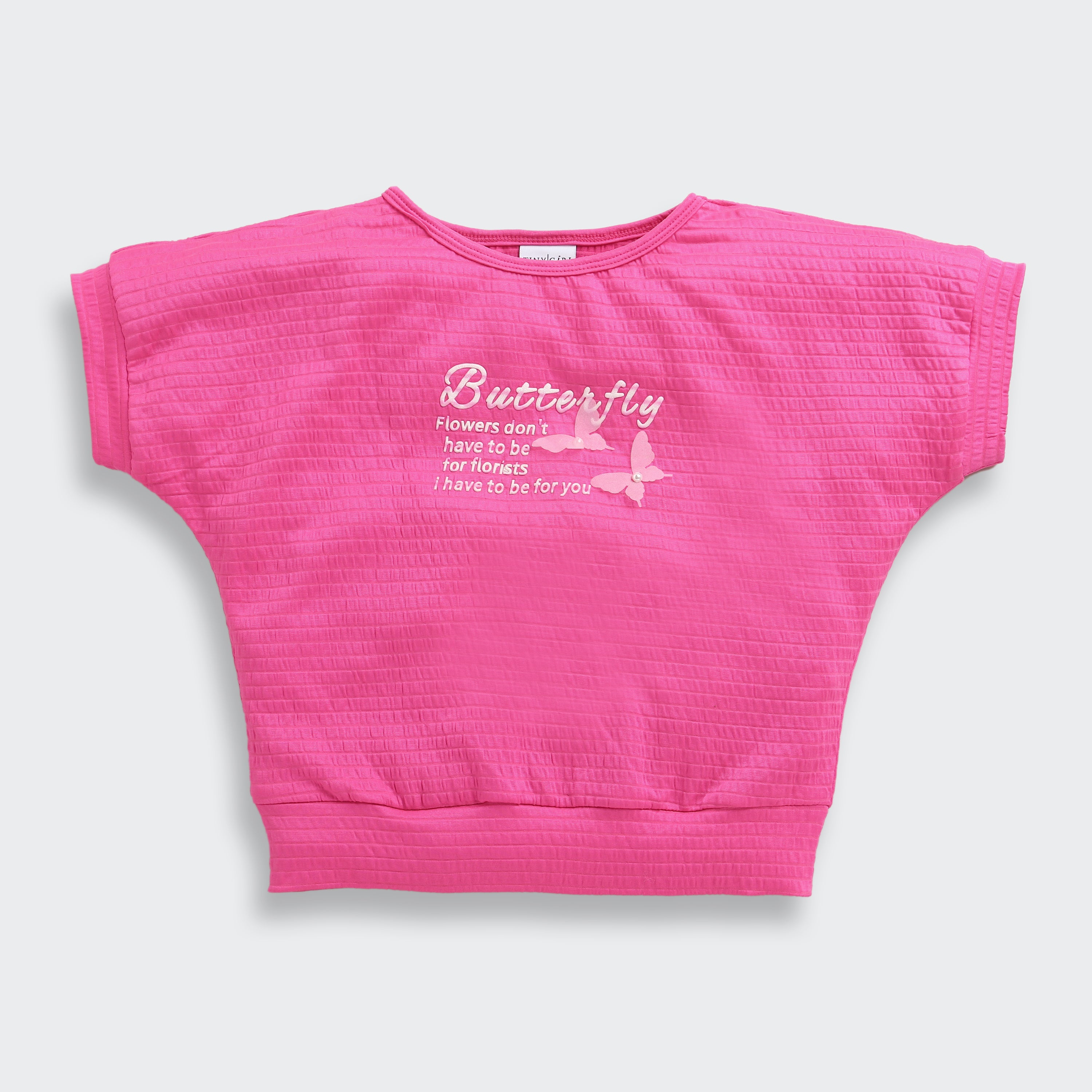 Hot Pink Butterfly Textured Top TG6171