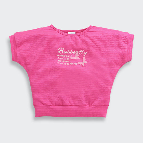 Hot Pink Butterfly Textured Top TG6171