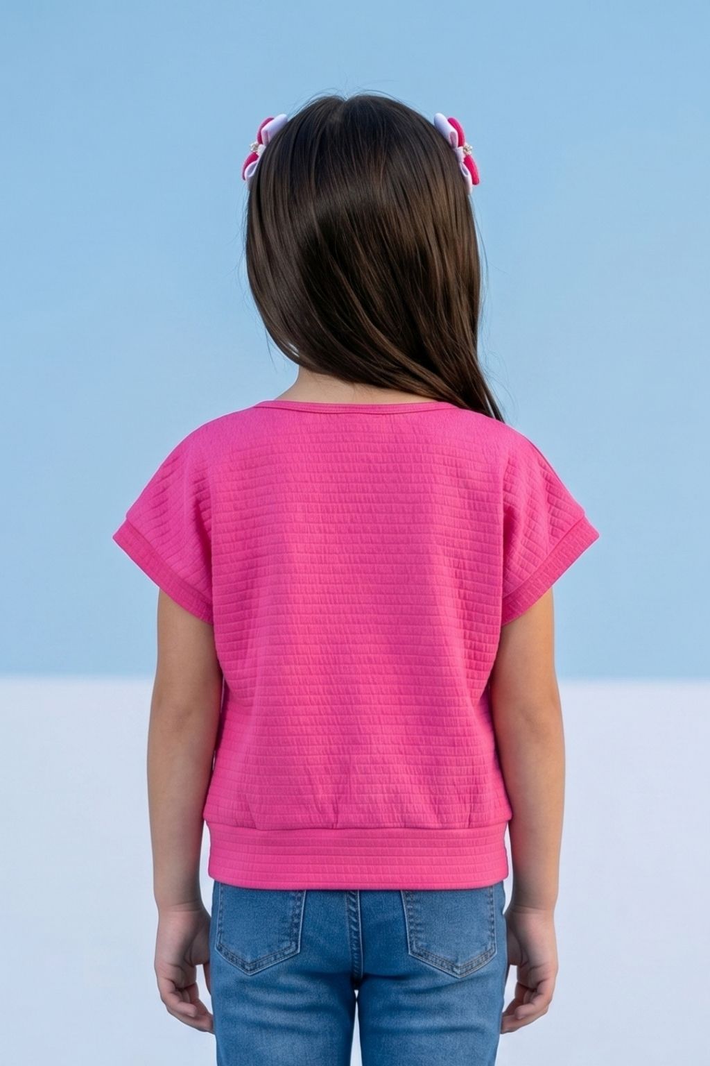 Hot Pink Butterfly Textured Top TG6171