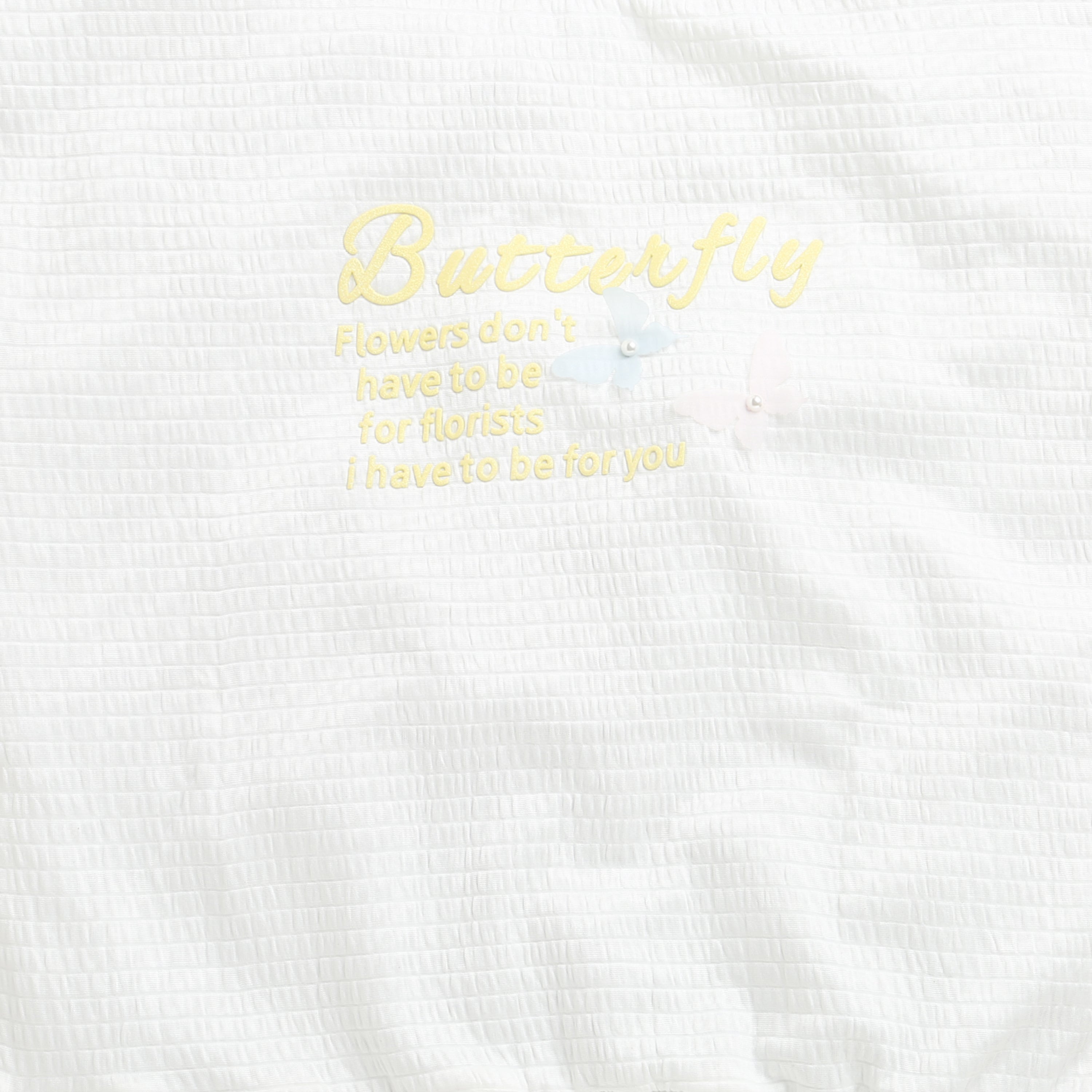 White Butterfly Textured Oversized Top TG6171