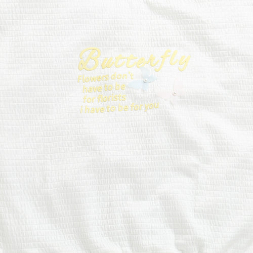 White Butterfly Textured Oversized Top TG6171