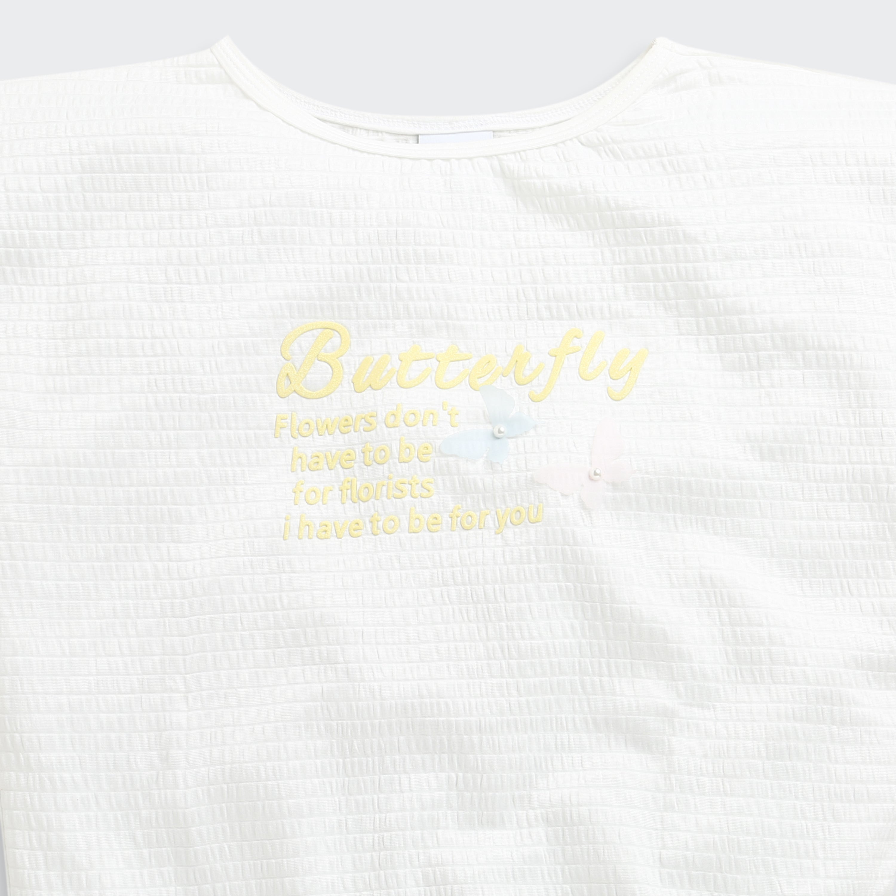 White Butterfly Textured Oversized Top TG6171