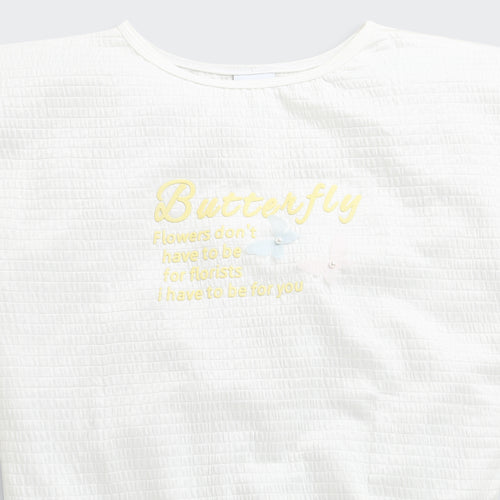 White Butterfly Textured Oversized Top TG6171
