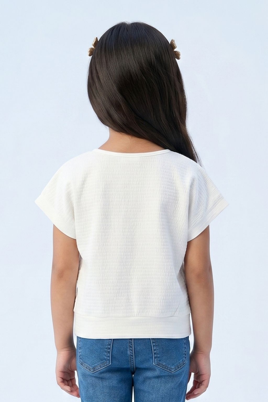 White Butterfly Textured Oversized Top TG6171