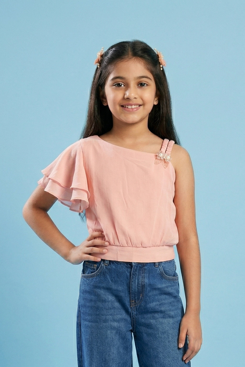 Blush One-Shoulder Ruffle Top TG6173