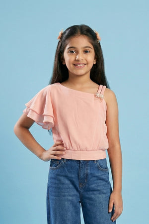 Blush One-Shoulder Ruffle Top TG6173