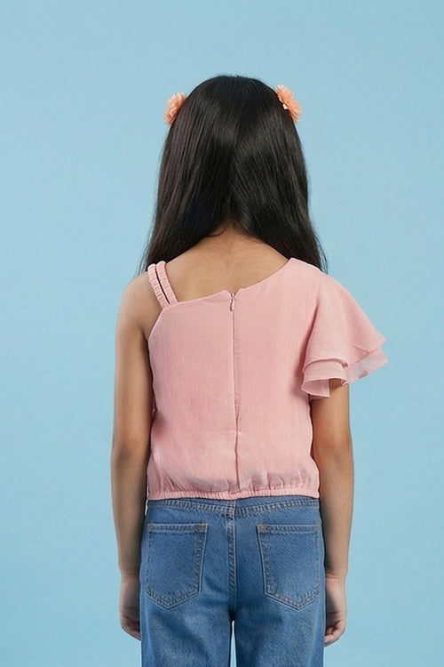 Blush One-Shoulder Ruffle Top TG6173