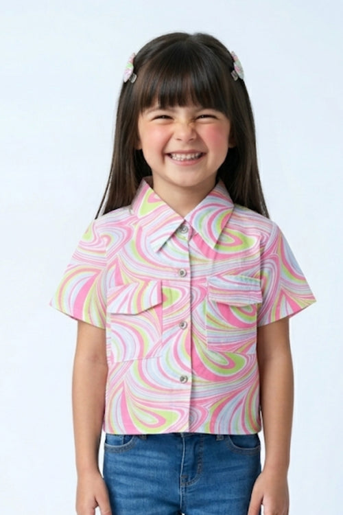 Neon Pink Swirl Print Shirt TG6180