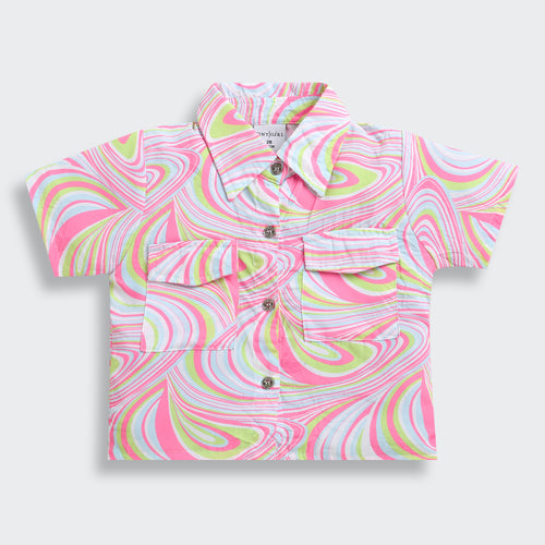 Neon Pink Swirl Print Shirt TG6180