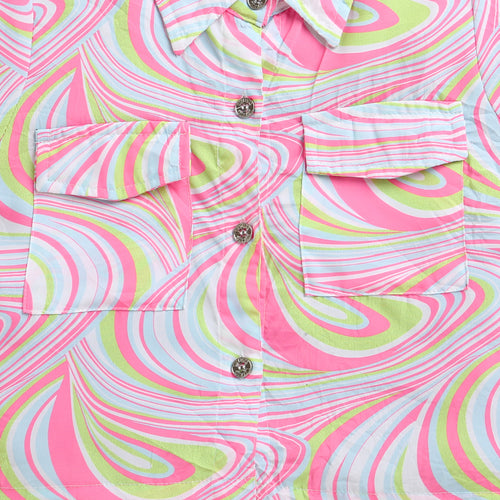 Neon Pink Swirl Print Shirt TG6180