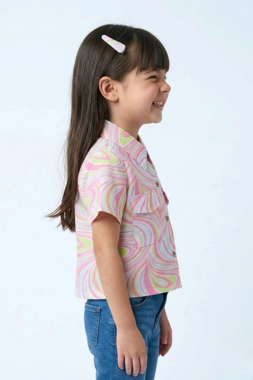 Neon Pink Swirl Print Shirt TG6180