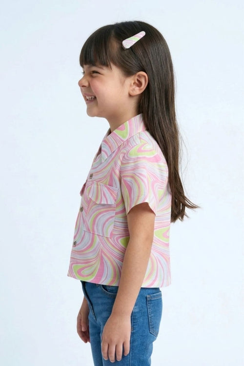 Neon Pink Swirl Print Shirt TG6180
