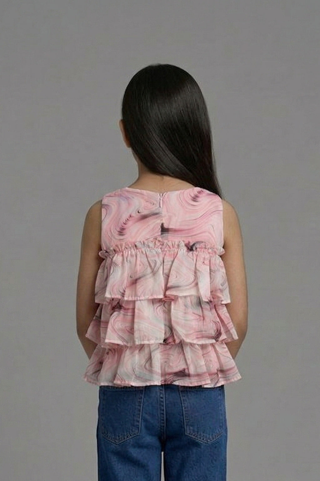 Blush Marble Tiered Ruffle Top TG6185