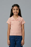 Peach Breeze Striped Polo Top TG6187