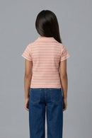 Peach Breeze Striped Polo Top TG6187