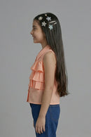 Peach Ruffle Collar Top TG6190