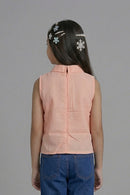 Peach Ruffle Collar Top TG6190