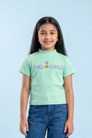 Kids Mint Green Pineapple Print Ribbed Top TG6191