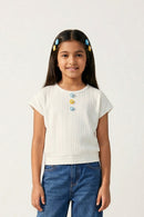 Off White Ribbed Cotton T-Shirt TG6201