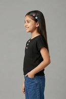 Black Ribbed Cotton T-Shirt TG6201