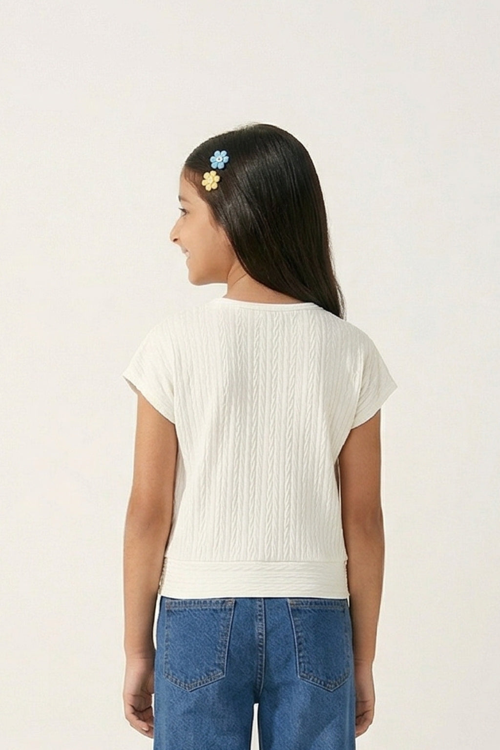 Off White Ribbed Cotton T-Shirt TG6201