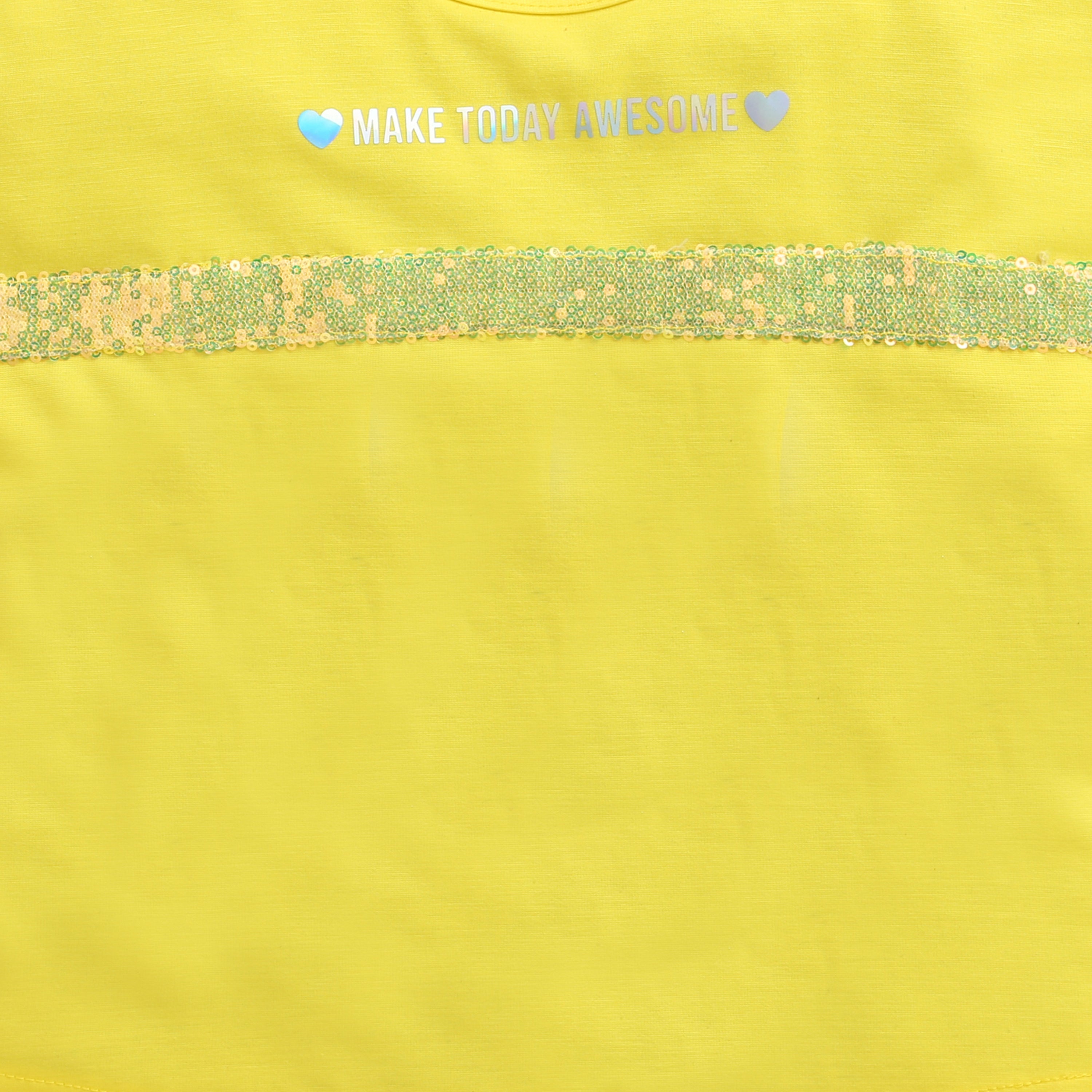 Lemon Yellow “Make Today Awesome” Sequin Stripe Top TG6202