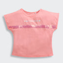Peach Cotton T-Shirt with Sequin Stripe TG6202