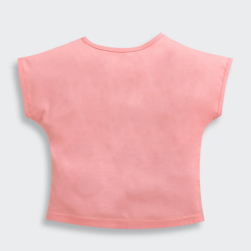 Peach Cotton T-Shirt with Sequin Stripe TG6202